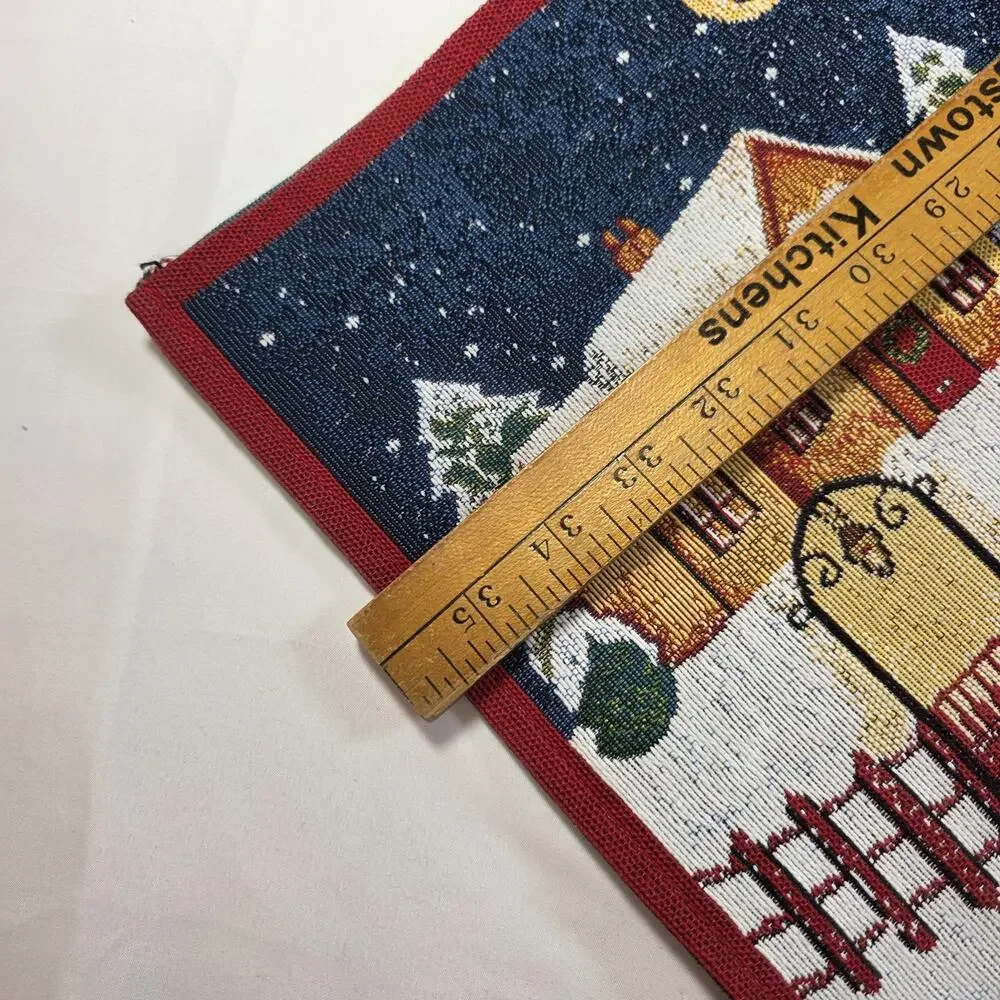 Let It Snow Christmas Tapestry Table Runner Snowman Winter Village 71x12